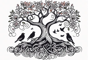 tree with roots and birds


old school vintage simple traditional design with vintage flowers surrounding
bold color simple tattoo idea