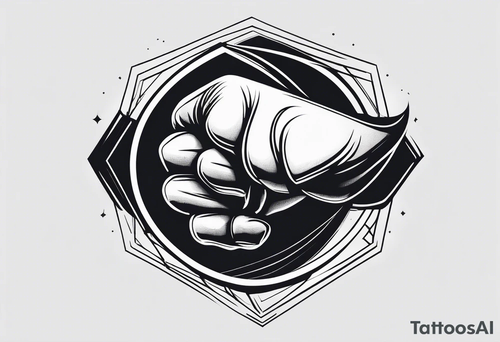 A clenched fist on the back using negative space techniques tattoo idea A clenched fist on the back using negative space techniques tattoo idea
