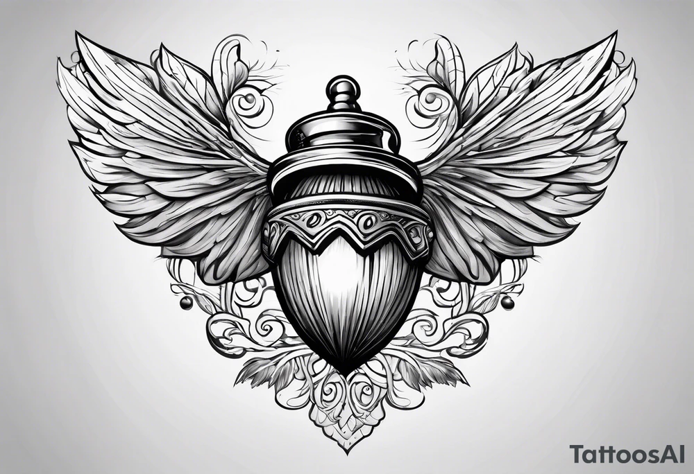 Flying acorn tattoo idea