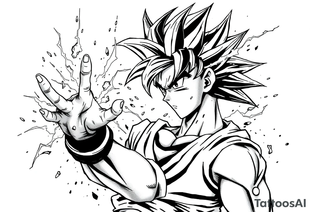 legendary dragonball z scene with energy aura and power effects tattoo idea