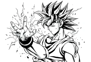 legendary dragonball z scene with energy aura and power effects tattoo idea