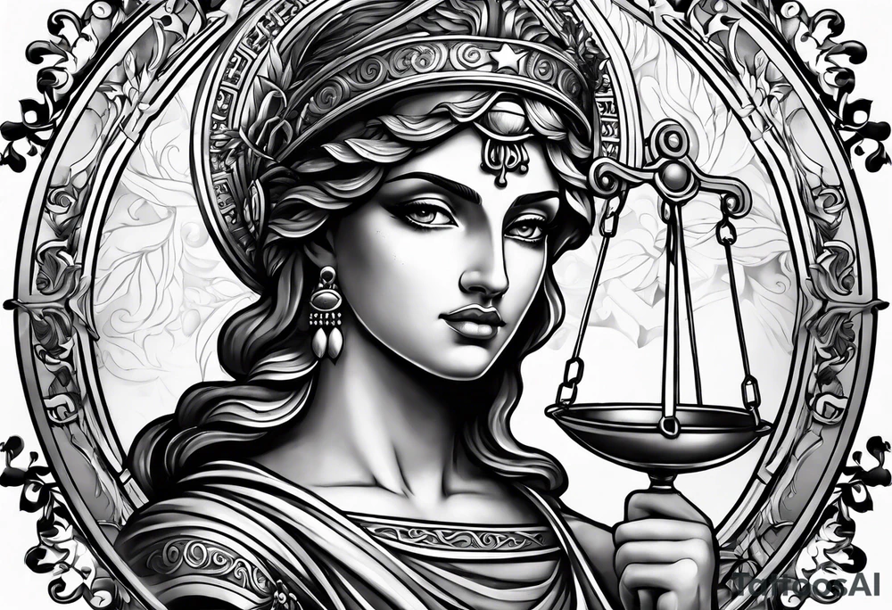 Themis (Greek Goddess of Justice), with blood in her eyes tattoo idea