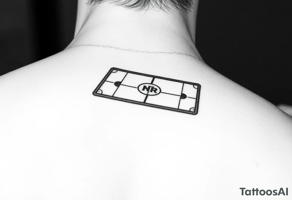 Ice hockey rink on leg back ikr tattoo idea