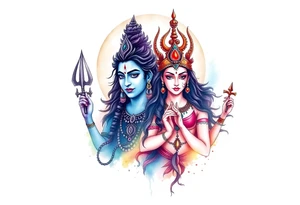 Lord Shiva, Godess Kali, Godess Lilith Together with the moon in the background tattoo idea