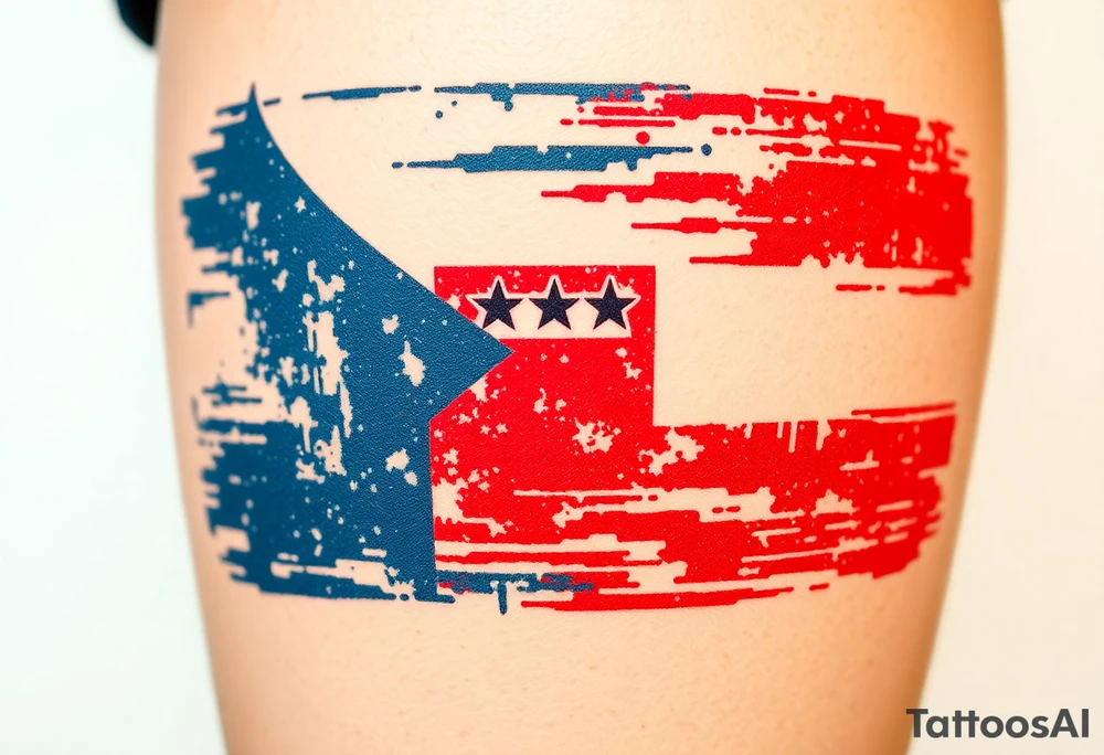 A distressed Czech flag with a grunge texture, giving it a bold, rugged, and rebellious feel tattoo idea