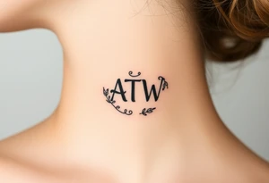 ATW initials inside a human teeth bite mark tattoo idea
