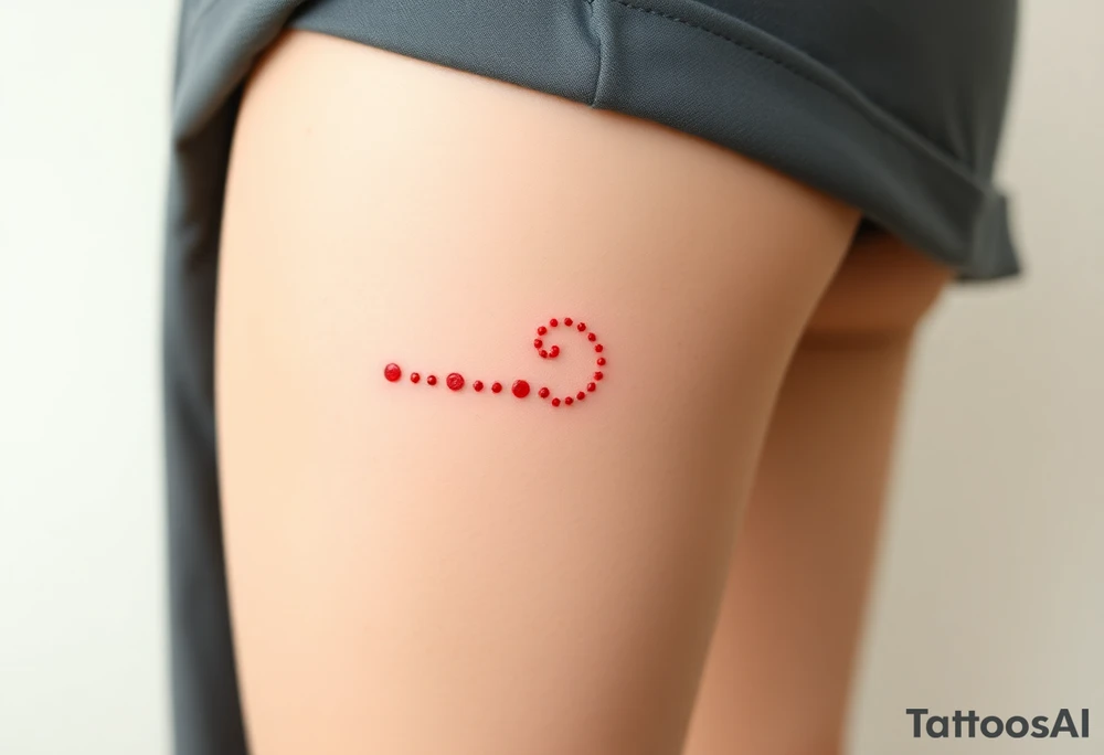 “-... .-. .- . .- .-.. ....... -.. .- .-- --- --- -.. .......”. tattooed on in the shape of a dainty swirl in red ink tattoo idea