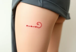 “-... .-. .- . .- .-.. ....... -.. .- .-- --- --- -.. .......”. tattooed on in the shape of a dainty swirl in red ink tattoo idea