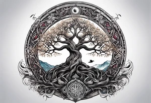Yggdrasil with hugin and munin tattoo idea