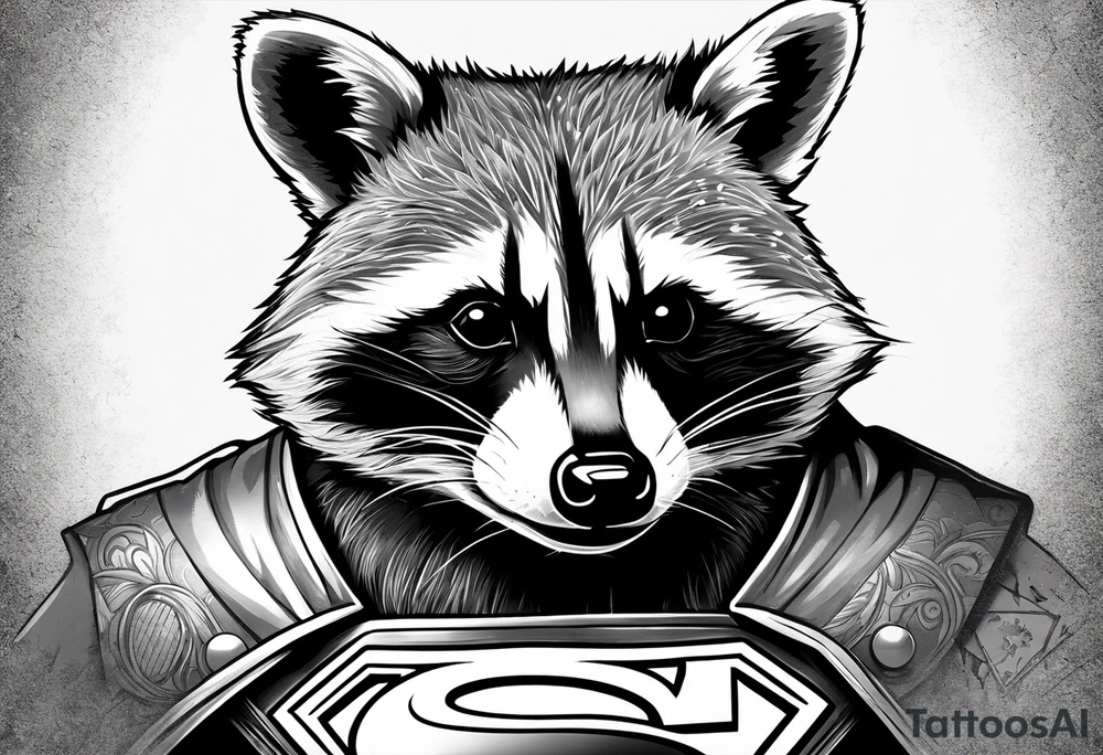 Raccoon wearing a Superman shirt tattoo idea