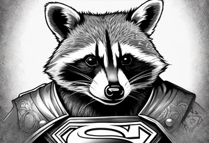 Raccoon wearing a Superman shirt tattoo idea
