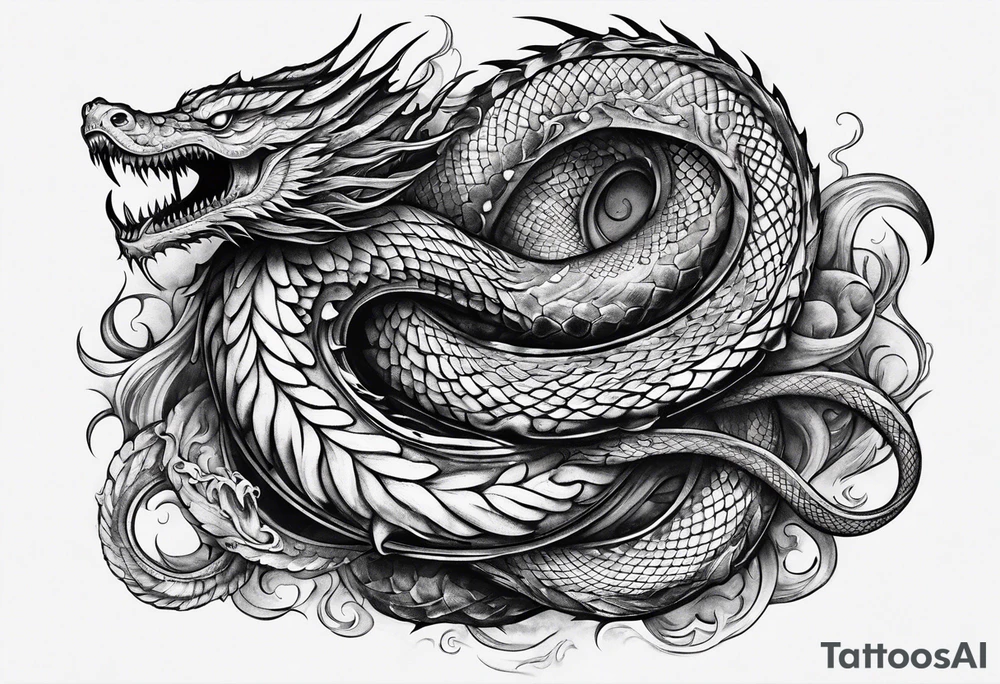 Menacing leviathan serpent tattoo idea
