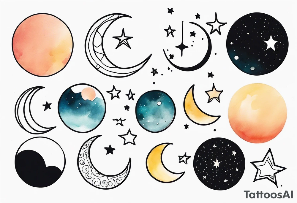 Moons and stars tattoo idea