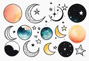 Moons and stars tattoo idea