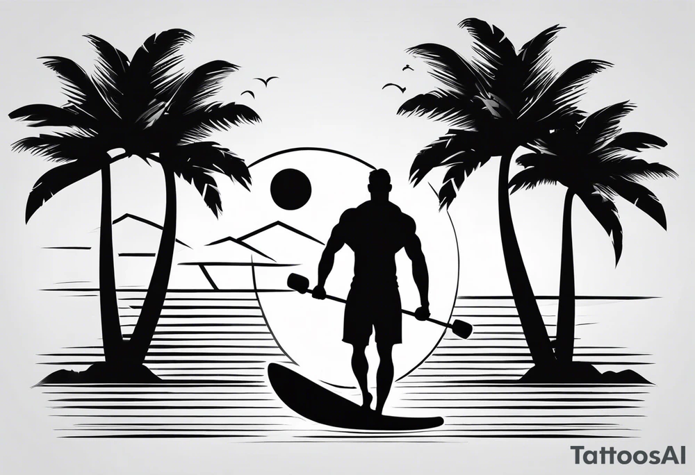 Crossfit, surf, palm tree tattoo idea