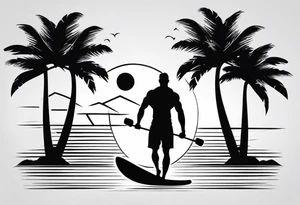 Crossfit, surf, palm tree tattoo idea