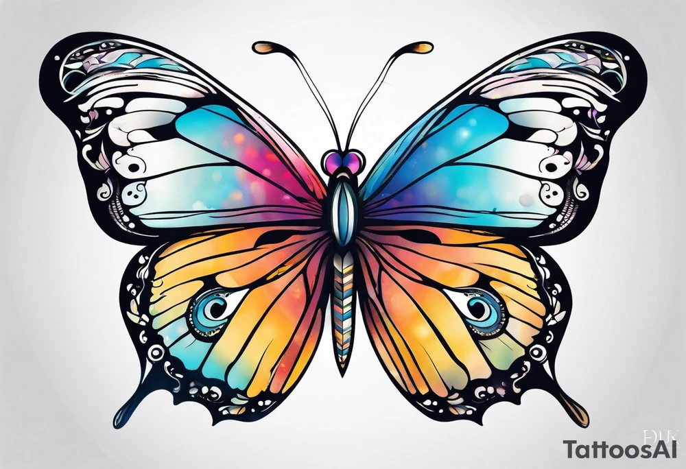 Beautiful butterfly. Flying.  very colorful and delicate tattoo idea