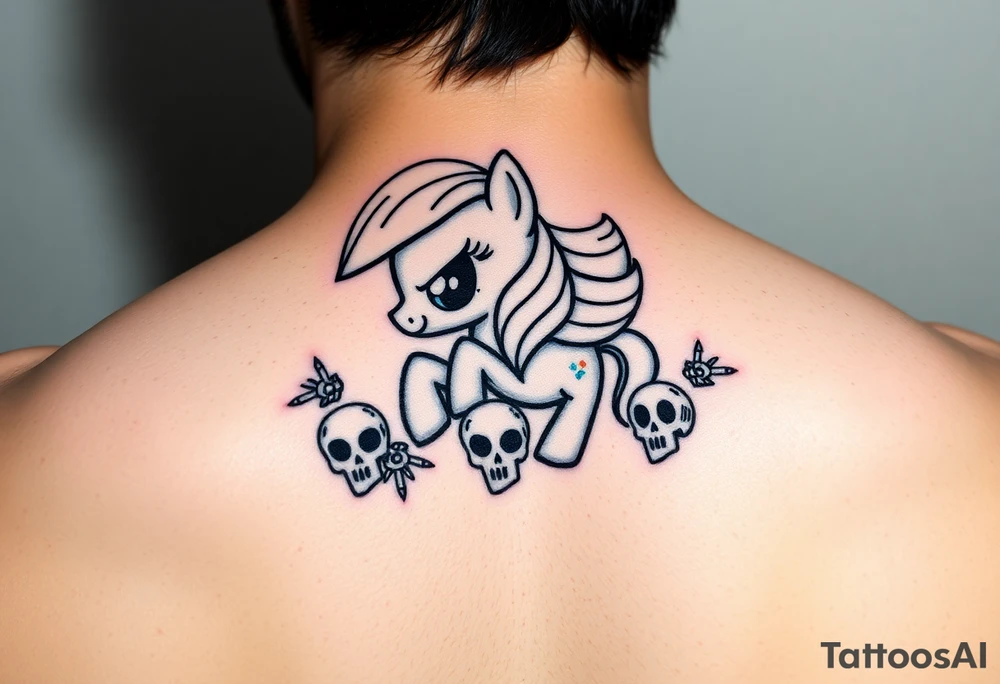 Demonic my little pony with skulls tattoo idea