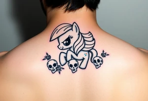Demonic my little pony with skulls tattoo idea
