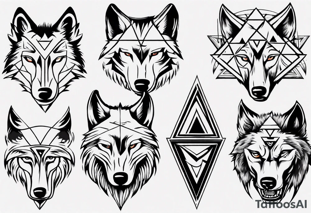 wolf head with a triangle on forehead tattoo idea