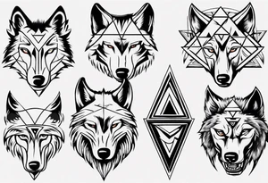 wolf head with a triangle on forehead tattoo idea