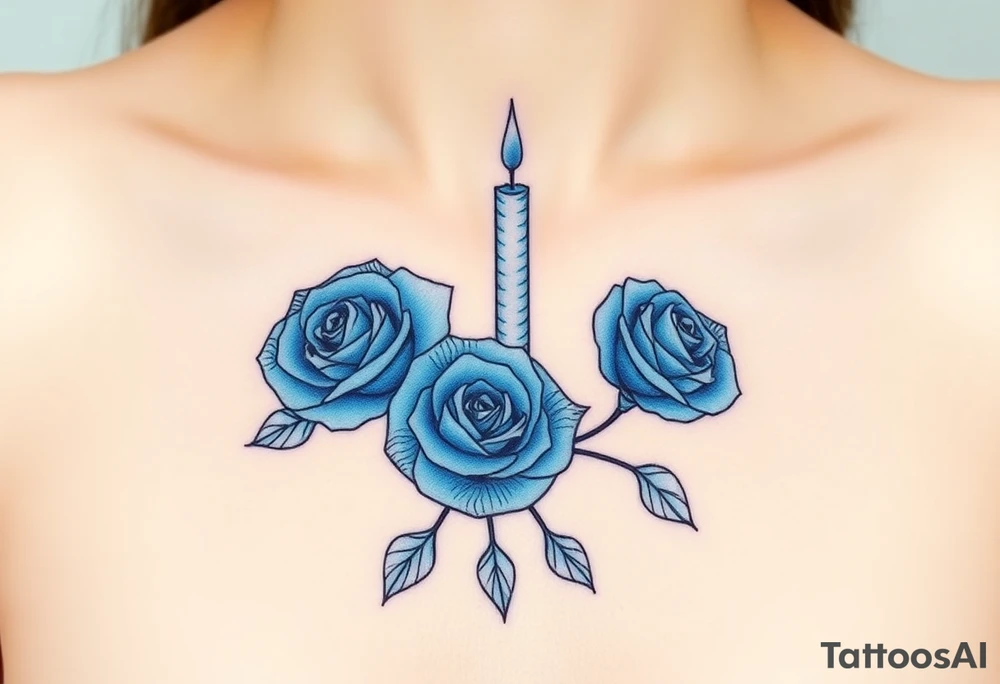Blue, 2 roses, 2 candles tattoo idea