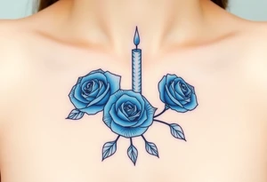 Blue, 2 roses, 2 candles tattoo idea