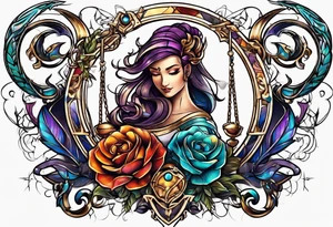 male scorpio, female Sagittarius, libra scales tattoo idea