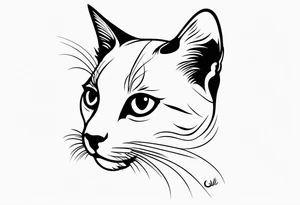 “Design a minimalist tattoo of a playful kitten, capturing its curious expression with simple lines and minimal detail. tattoo idea