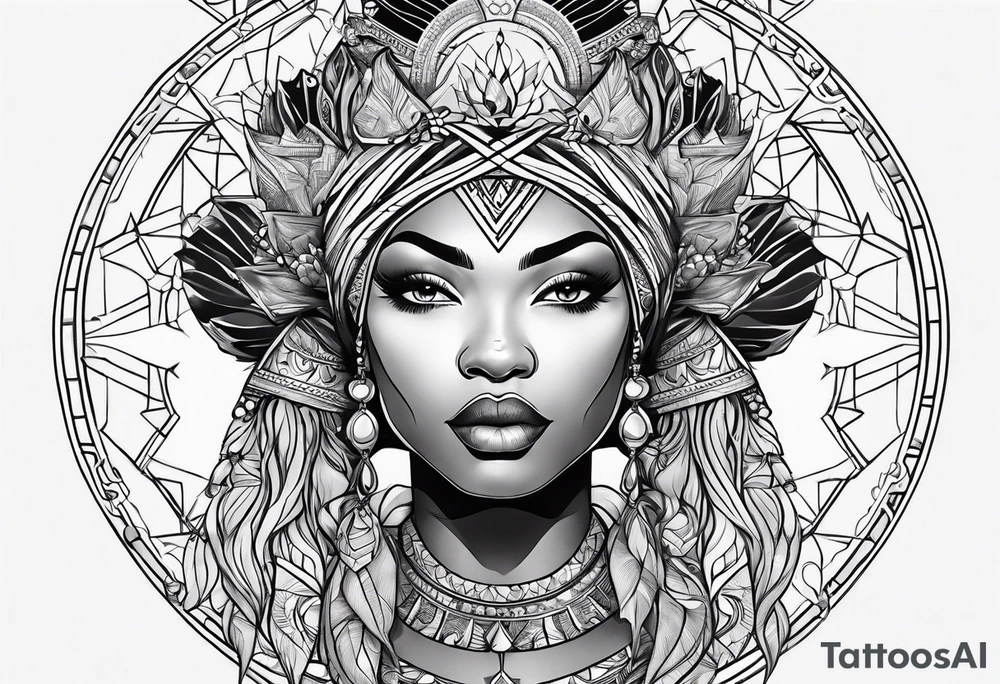 Powerful, black women, astrology tattoo idea