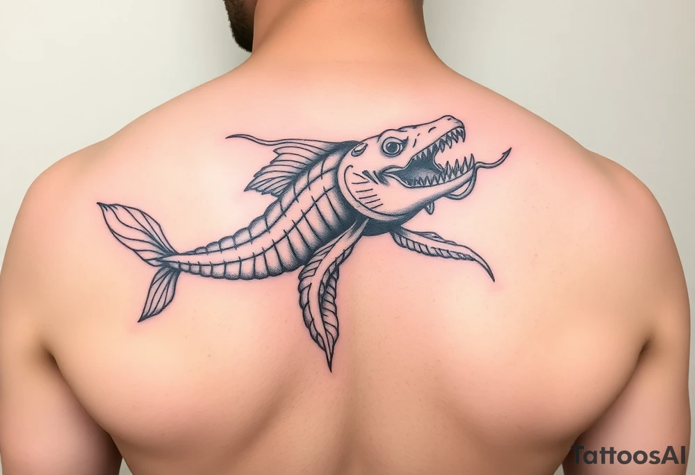 realistic underwater poseidon tattoo idea