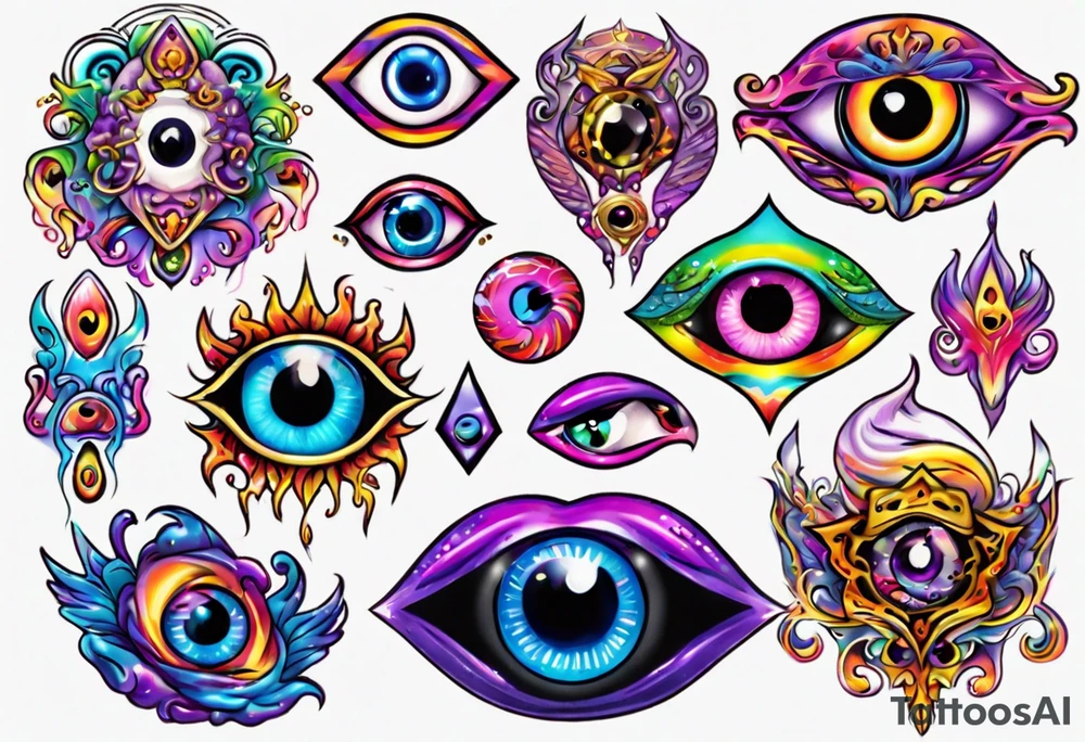 Lisa frank evil eye tattoo idea