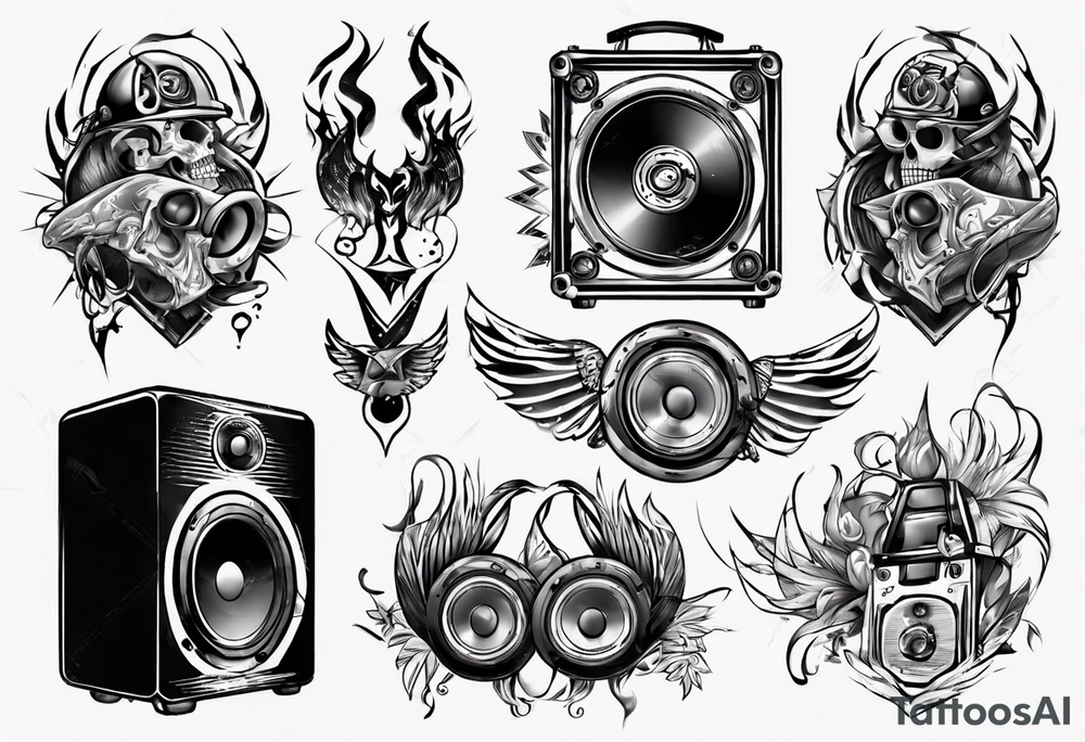 speaker, staff, dj tattoo idea