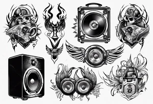 speaker, staff, dj tattoo idea