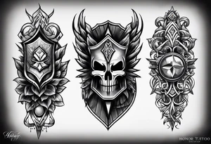 bracers forearms left and right "honor" "loyalty" "unity" "honesty" tattoo idea