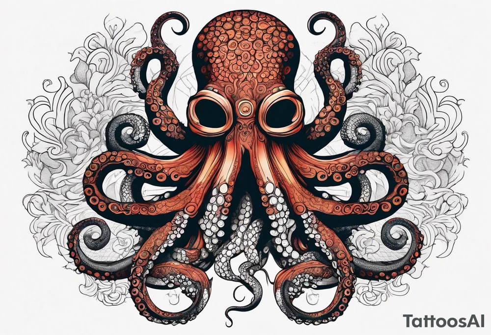 Octopus with tentacles around human lungs tattoo idea