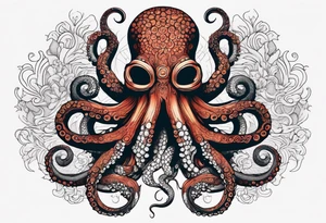 Octopus with tentacles around human lungs tattoo idea