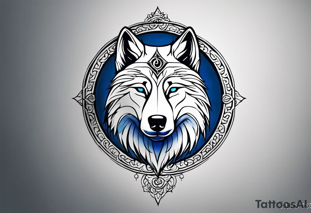 a tattoo whose main theme is balance but also resembles new begining, strong willpower, peace and loyalty. This should be for the front part of the shoulder. maybe add the ying-yang symbol somewhere in the tattoo. Tattoo should have an equal amount of blue and red along with the overall tattoo being black. In corporate a wolf into the tattoo, make sure it resembles ing and yang tattoo idea