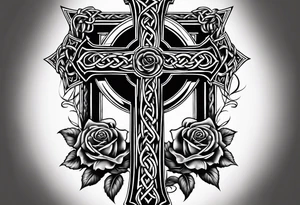 Celtic cross impaled by a rose tattoo idea