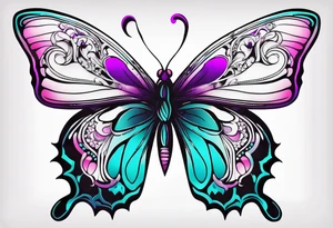 Purple Teal and Pink butterfly tattoo idea