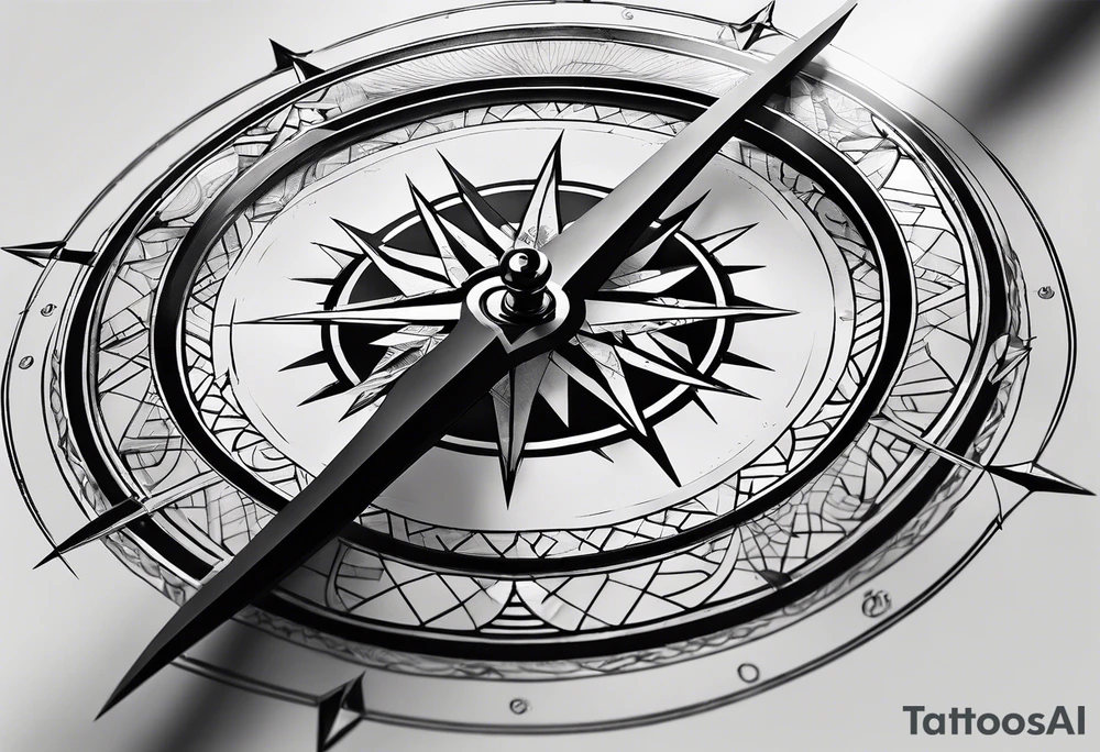 Compass for direction and guidance and samurai sword tattoo idea