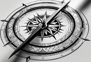 Compass for direction and guidance and samurai sword tattoo idea