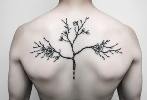 jacaranda tree branches  without flowers with lace drop embellishment feminine tattoo idea