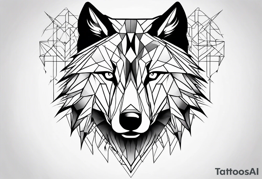 with a geometric wolf and a pattern around it tattoo idea with a geometric wolf and a pattern around it tattoo idea
