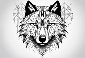 with a geometric wolf and a pattern around it tattoo idea