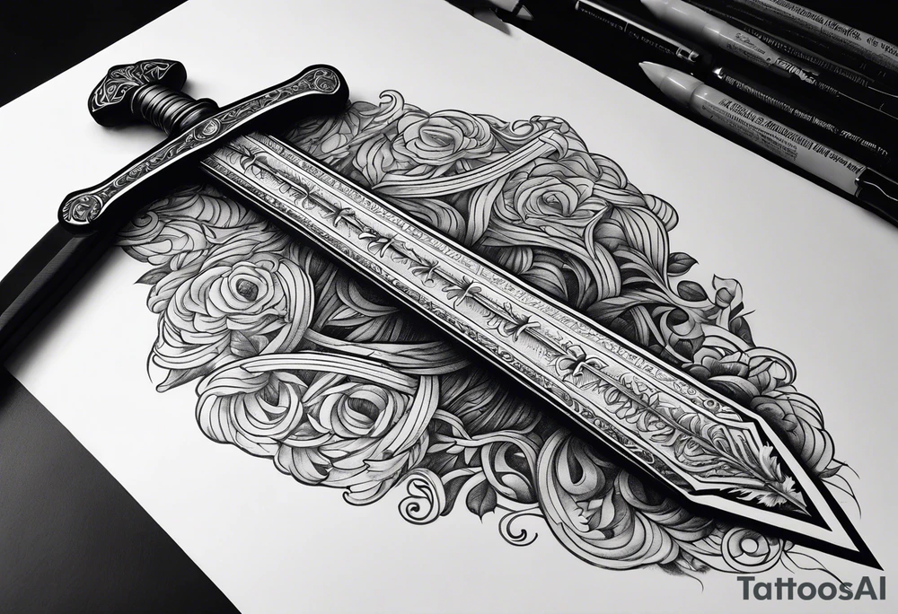 Sword wrapped in bible verses tattoo idea