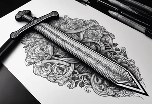 Sword wrapped in bible verses tattoo idea