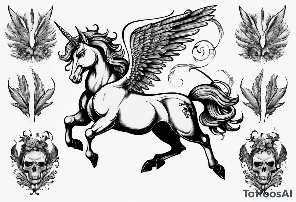fat pegasus unicorn that looks like a rebel tattoo idea