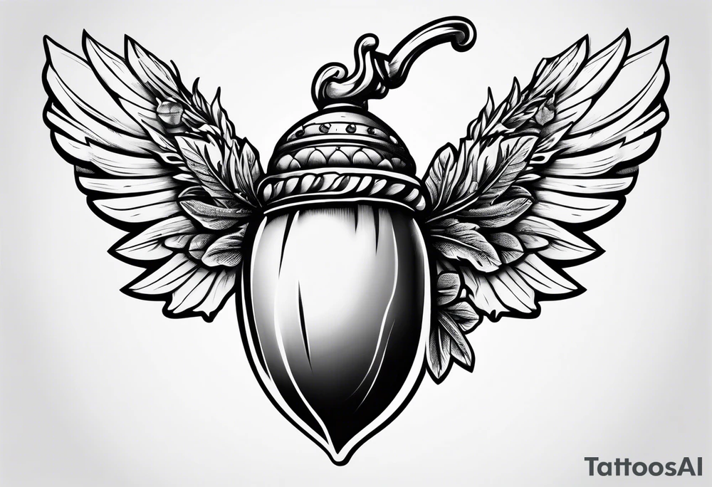 Flying acorn tattoo idea