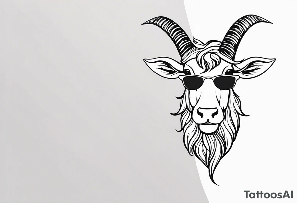 capricorn with beard and sunglasses tattoo idea